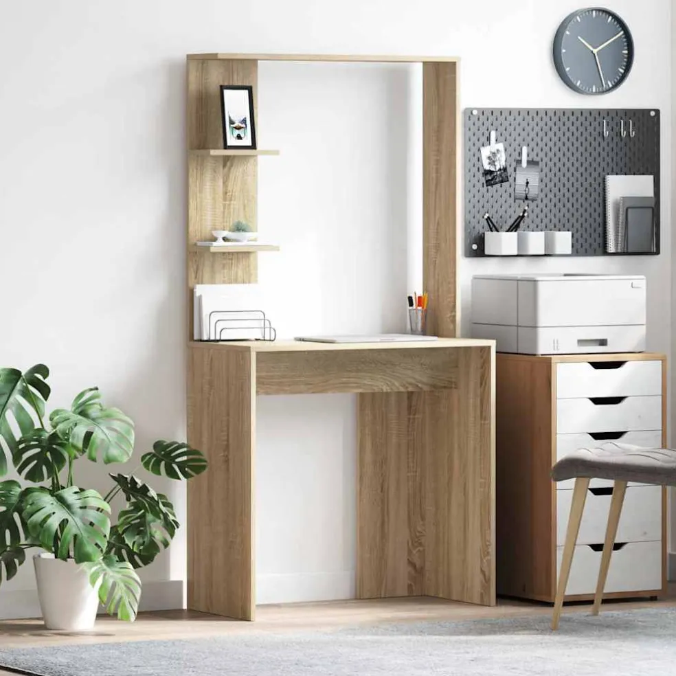 vidaXL Bureau Sonoma Eiken Bewerkt hout 78,5 x 37 x 154,5 cm