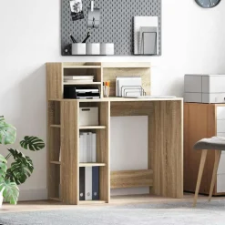 vidaXL Bureau Sonoma Eiken Bewerkt hout 90 x 48 x 101,5 cm