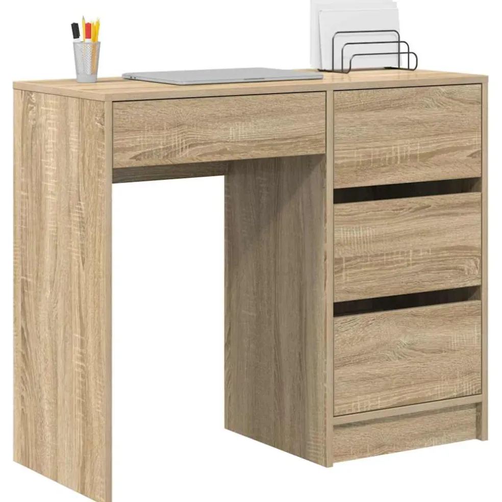 vidaXL Bureau Sonoma Eiken Bewerkt hout 90 x 37,5 x 75 cm
