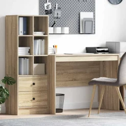 vidaXL Bureau Sonoma Eiken 145.5 x 50 x 127 cm 2 st