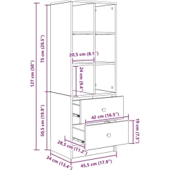 vidaXL Bureau Sonoma Eiken 145.5 x 50 x 127 cm 2 st
