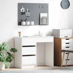 vidaXL Bureau Wit Bewerkt hout 90 x 37,5 x 75 cm
