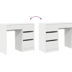 vidaXL Bureau Wit Bewerkt hout 90 x 37,5 x 75 cm