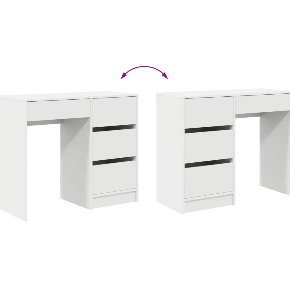 vidaXL Bureau Wit Bewerkt hout 90 x 37,5 x 75 cm
