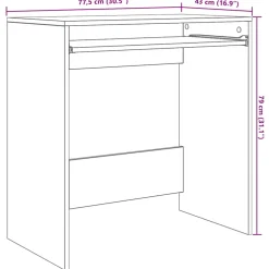 vidaXL Bureau Wit Bewerkt hout 77.5 x 43 x 79 cm