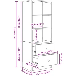 vidaXL Bureau Wit 135,5 x 50 x 127 cm 2 st