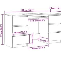 vidaXL Bureau 140x50x77 cm bewerkt hout artisanaal eikenkleur