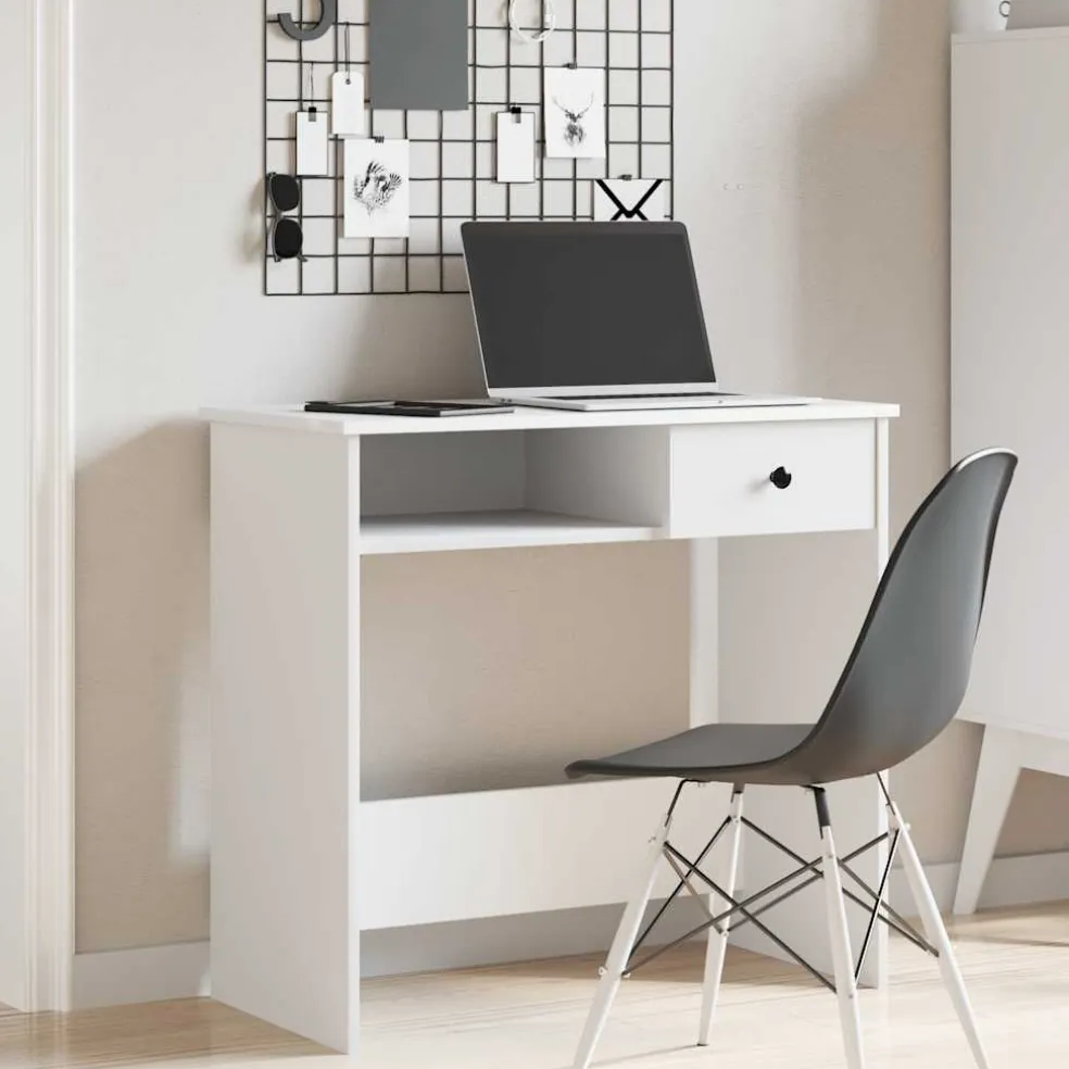 vidaXL Bureau 80x40x75 cm bewerkt hout wit