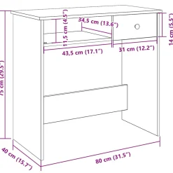 vidaXL Bureau 80x40x75 cm bewerkt hout wit