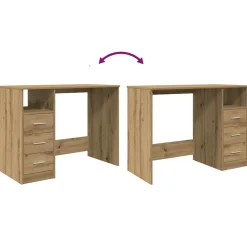 vidaXL Bureau 102x50x76 cm bewerkt hout artisanaal eikenkleur
