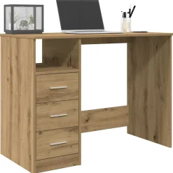 vidaXL Bureau 102x50x76 cm bewerkt hout artisanaal eikenkleur