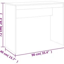 vidaXL Bureau 90x40x72 cm bewerkt hout betongrijs