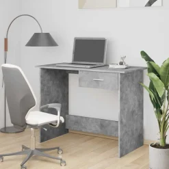 vidaXL Bureau 100x50x76 cm bewerkt hout betongrijs