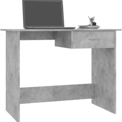 vidaXL Bureau 100x50x76 cm bewerkt hout betongrijs