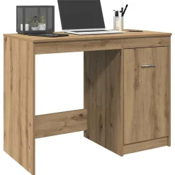 vidaXL Bureau 100x50x76 cm bewerkt hout artisanaal eikenkleur