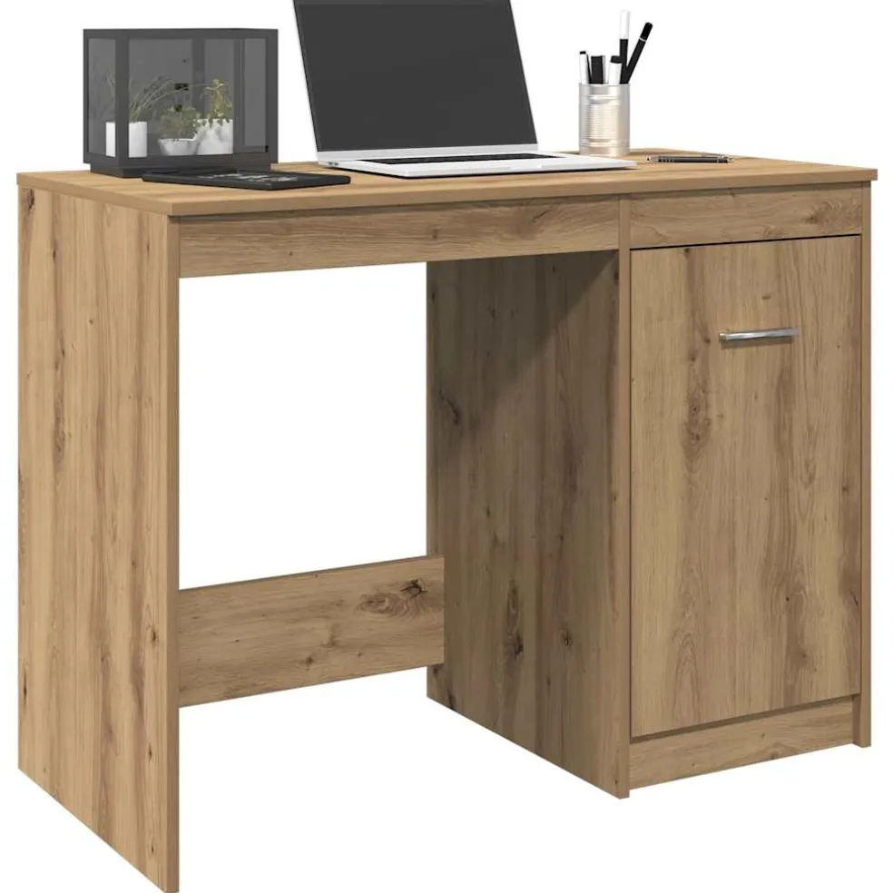 vidaXL Bureau 100x49x75 cm bewerkt hout zwart