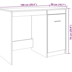 vidaXL Bureau 100x50x76 cm bewerkt hout artisanaal eikenkleur