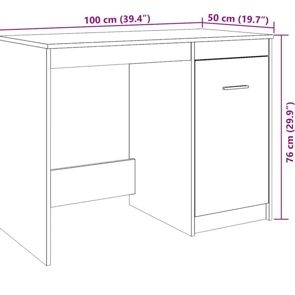 vidaXL Bureau 100x49x75 cm bewerkt hout zwart