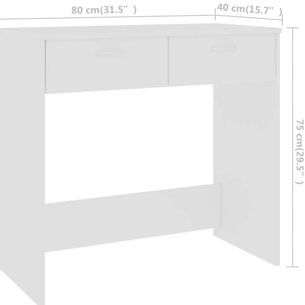 vidaXL Bureau 80x40x75 cm bewerkt hout wit