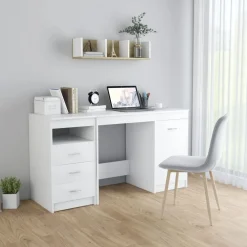 vidaXL Bureau 140x50x76 cm bewerkt hout wit