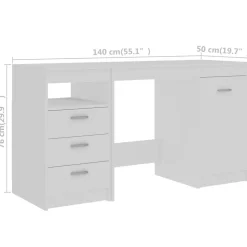 vidaXL Bureau 140x50x76 cm bewerkt hout wit