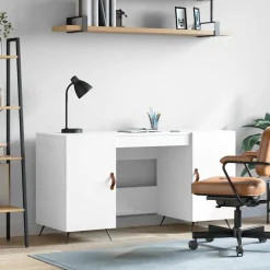 vidaXL Bureau 140x50x75 cm bewerkt hout hoogglans wit