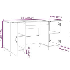 vidaXL Bureau 140x50x75 cm bewerkt hout hoogglans wit