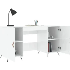 vidaXL Bureau 140x50x75 cm bewerkt hout hoogglans wit