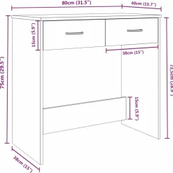 vidaXL Bureau 80x40x75 cm bewerkt hout gerookt eikenkleurig