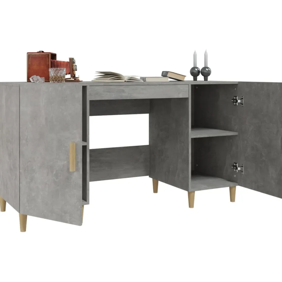 vidaXL Bureau 140x50x75 cm bewerkt hout betongrijs