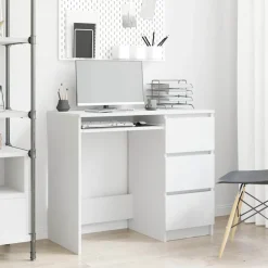 vidaXL Bureau 90x45x76 cm bewerkt hout wit