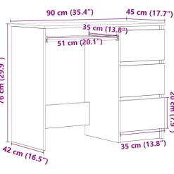vidaXL Bureau 90x45x76 cm bewerkt hout wit