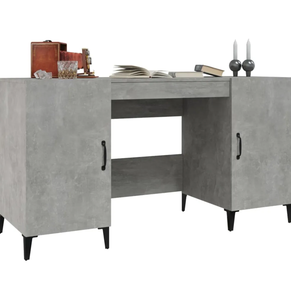 vidaXL Bureau 140x50x75 cm bewerkt hout betongrijs