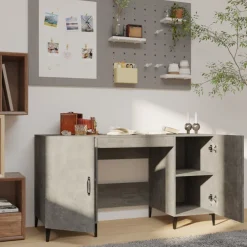 vidaXL Bureau 140x50x75 cm bewerkt hout betongrijs