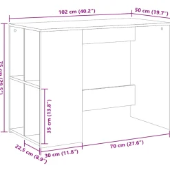 vidaXL Bureau 102x50x75 cm bewerkt hout zwart