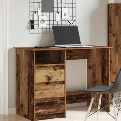 vidaXL Bureau 102x50x75 cm bewerkt hout oud houtkleurig