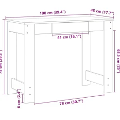 vidaXL Bureau 100x45x75 cm bewerkt hout artisanaal eikenkleur