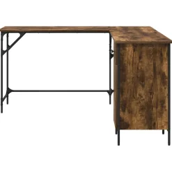 vidaXL Bureau 141x141x75 cm bewerkt hout gerookt eikenkleurig