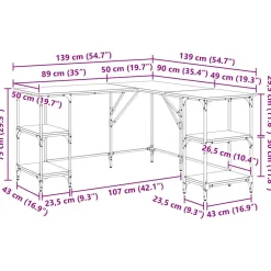 vidaXL Bureau 140x50x75 cm bewerkt hout sonoma eikenkleurig