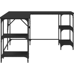 vidaXL Bureau 139x139x75 cm bewerkt hout zwart