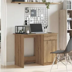 vidaXL Bureau 100x50x76 cm bewerkt hout artisanaal eikenkleur