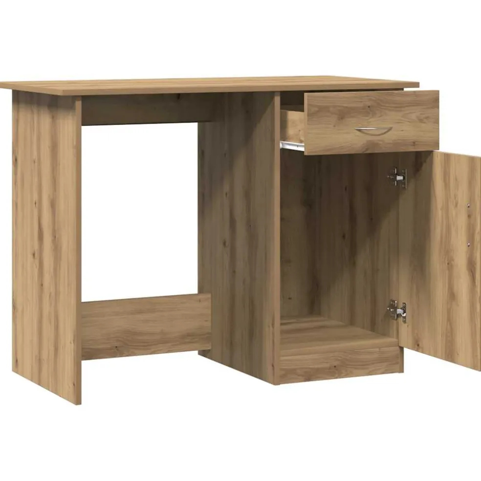 vidaXL Bureau 100x50x76 cm bewerkt hout artisanaal eikenkleur