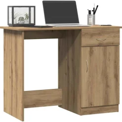 vidaXL Bureau 100x50x76 cm bewerkt hout artisanaal eikenkleur