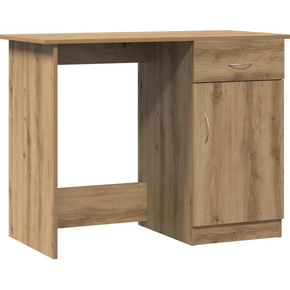 vidaXL Bureau 100x50x76 cm bewerkt hout artisanaal eikenkleur