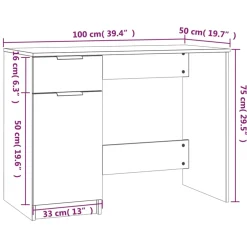 vidaXL Bureau 100x50x75 cm bewerkt hout sonoma eikenkleurig