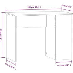 vidaXL Bureau 100x55x75 cm bewerkt hout betongrijs