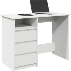 vidaXL Bureau 102x50x75 cm bewerkt hout wit