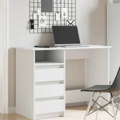 vidaXL Bureau 102x50x75 cm bewerkt hout wit
