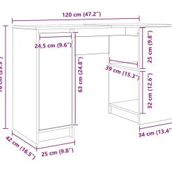 vidaXL Bureau 120x42x76 cm spaanplaat sonoma eikenkleurig