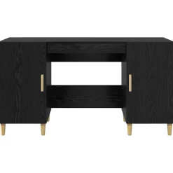vidaXL Bureau Zwart Eiken Bewerkt hout 140 x 50 x 75 cm
